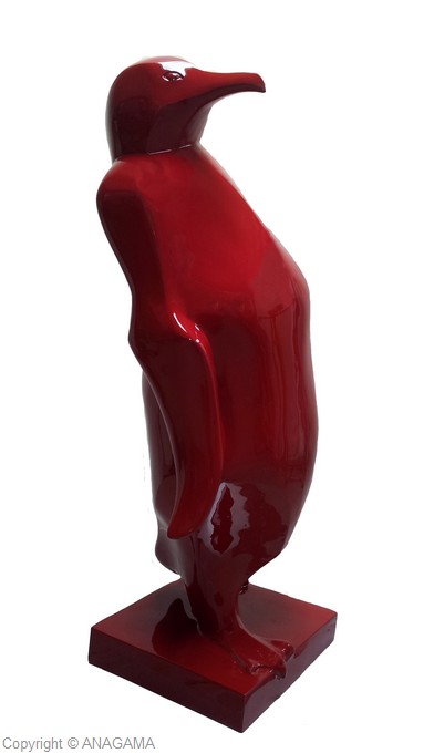 Manchot-Promeneur-H-112-cm-Resine-rouge